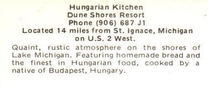 Revords Motel and Restaurant (Dune Shores Resort) - Hungarian Kitchen Restaurant At Dune Shores